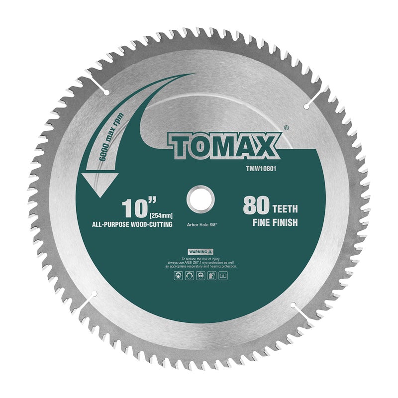 TOMAX 10-Inch 80 Tooth ATB Fine Finish Saw Blade with 5/8-Inch Arbor - Image 1